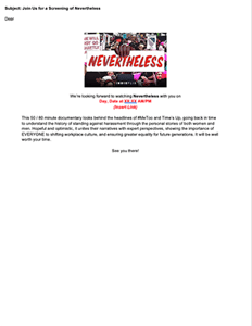 Nevertheless Email Template Invite preview page
