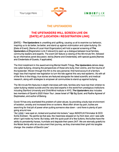 The Upstanders Press Release for clients preview page